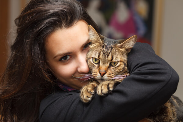 woman with cat